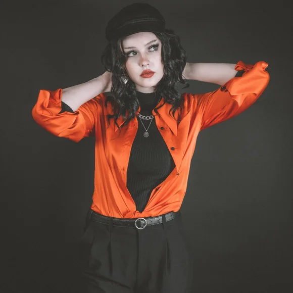 Orange Long Sleeve Blouse by Lively Ghosts - Picture 3 of 5